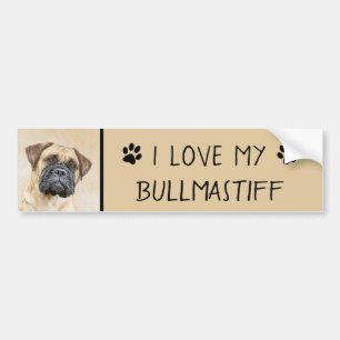 Pegatina Para Coche Bullmastiff Painting - Cute Original Dog Art