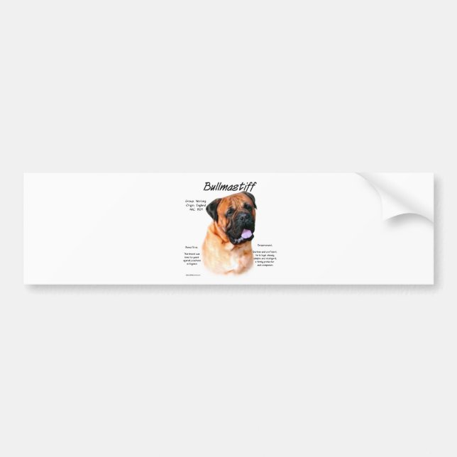 Pegatina Para Coche Bullmastiff (rojo) Diseño de historial (Frente)
