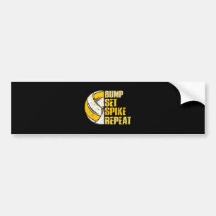 Pegatina Para Coche Bump Set Spike Repetir voleibol Gracioso