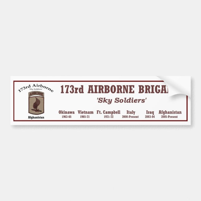 Pegatina Para Coche Bumper.Sticker - 173a brigada aerotransportada (Frente)