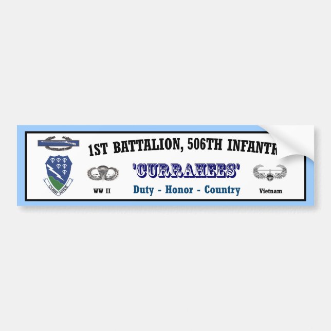 Pegatina Para Coche Bumper.Sticker - 1r batallón, 506os Inf. Vietnam (Frente)