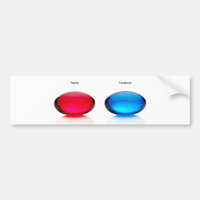 Pegatina Para Coche Bumpersticker azul y rojo de la píldora (Frente)