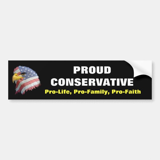 Pegatina Para Coche Bumpersticker conservador orgulloso - negro (Frente)