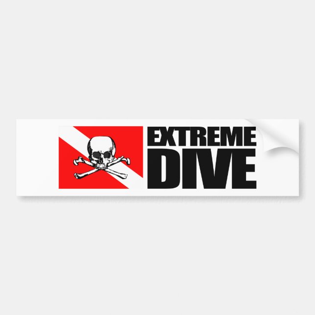 Pegatina Para Coche Bumpersticker de buceo extremo (cráneo) (Frente)