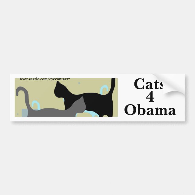 Pegatina Para Coche Bumpersticker de Obama de los gatos 4 (Frente)