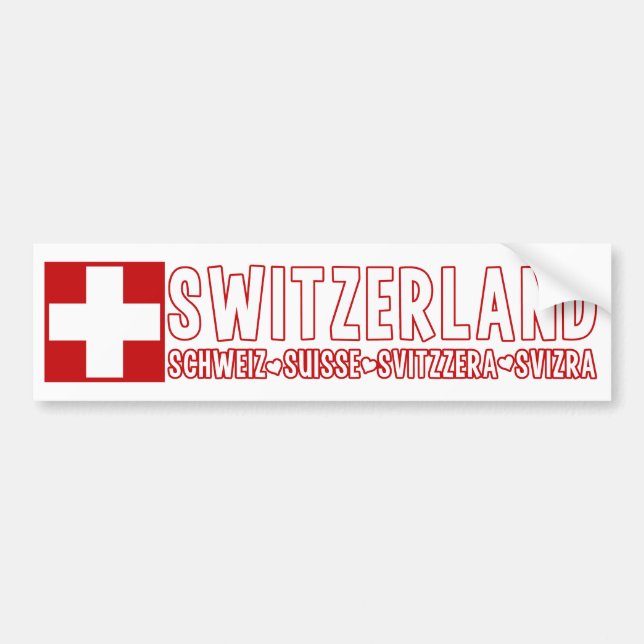 Pegatina Para Coche Bumpersticker de SUIZA (Frente)
