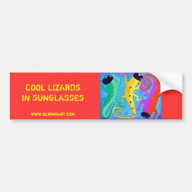 Pegatina Para Coche Bumpersticker - Guay Lizards en gafas de sol (Frente)