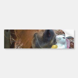 Pegatina Para Coche Bunny de Pascua y caballo marrón