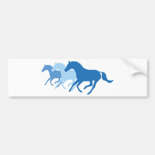 Pegatina Para Coche Caballo en marcha (azul)