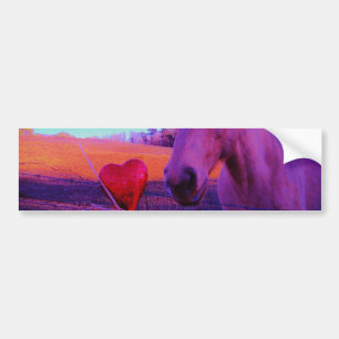 Pegatina Para Coche Caballo marrón y corazón rojo