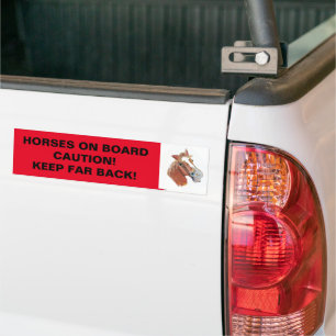 PEGATINA PARA COCHE ¡CABALLOS A BORDO! ¡PRECAUCIÓN, MANTÉNGASE ATRÁS!