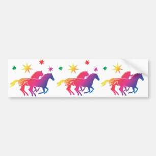 Pegatina Para Coche Caballos Arcoíris