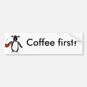Pegatina Para Coche Café de consumición del pingüino divertido