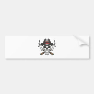 Pegatina Para Coche Calavera de gánster con sombrero fedora