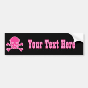Pegatina Para Coche Calavera punto Huesos punto Rosa