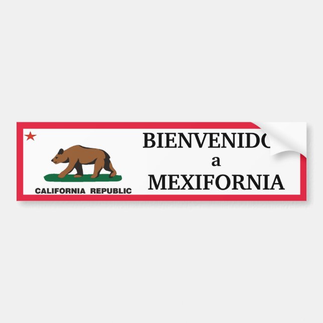 Pegatina Para Coche California: Bienvenidos un Mexifornia (Frente)