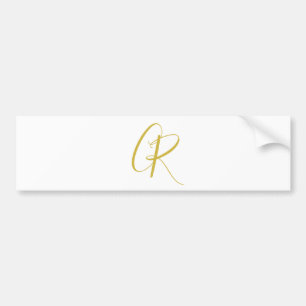 Pegatina Para Coche Caligrafía Color Dorado Monograma Moderno Minimali