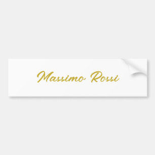 Pegatina Para Coche Caligrafía Elegante Oro Blanco Llano Nombre Simple