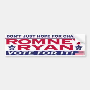 Pegatina Para Coche Cambio de la esperanza de Romney Ryan