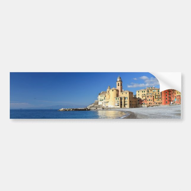 Pegatina Para Coche Camogli, playa e iglesia (Frente)
