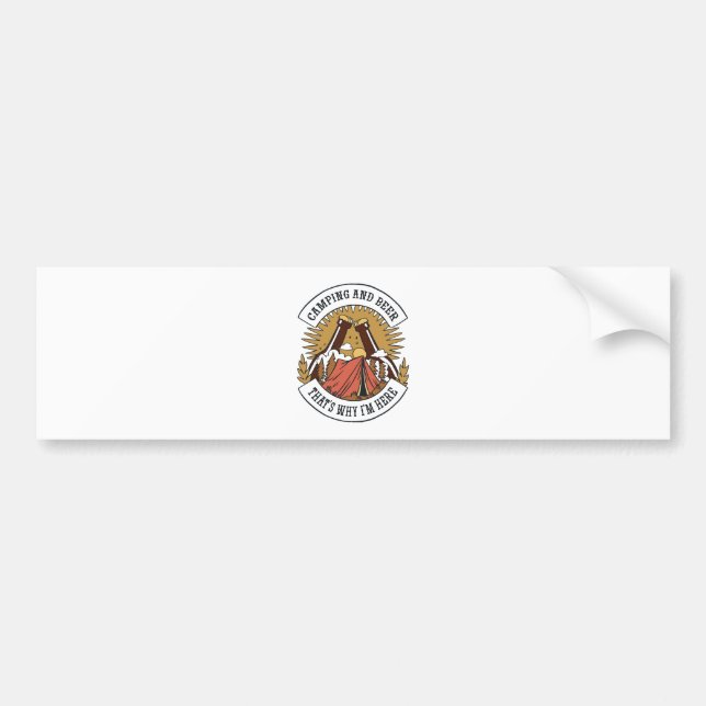 Pegatina Para Coche Campamento y Cerveza (Frente)