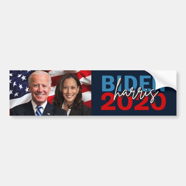 Pegatina Para Coche Campaña Biden Harris 2020 con foto patriótica (Frente)
