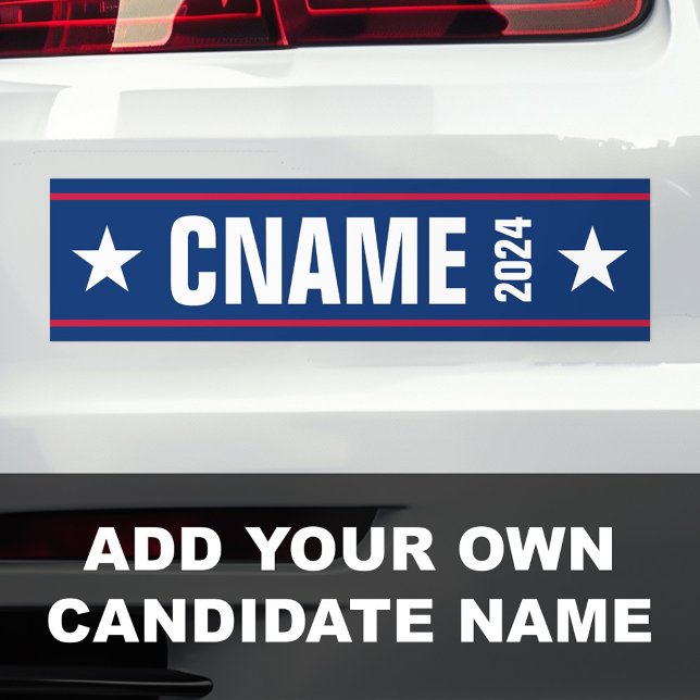 Pegatina Para Coche campaña electoral de candidato con nombre personal (Custom candidate name political election campaign bumper sticker)