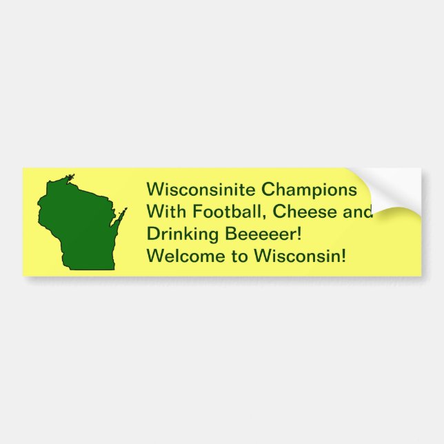 Pegatina Para Coche Campeón de Wisconsin en fútbol, queso y cerveza (Frente)