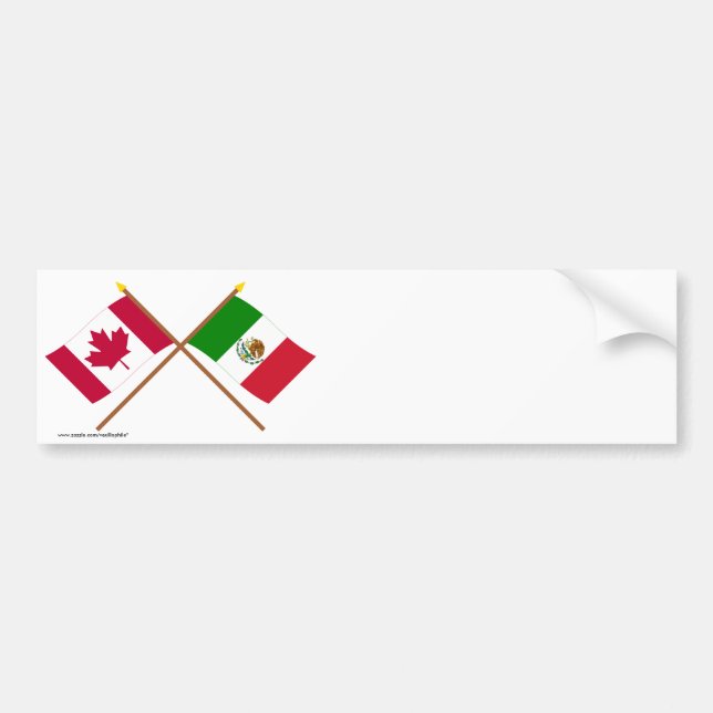 Pegatina Para Coche Canadá y banderas cruzadas México (Frente)