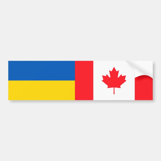 Pegatina Para Coche Canadiense estoy con Ucrania. Banderas CA y UKR. (Frente)