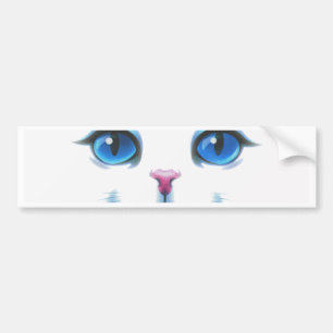 Pegatina Para Coche Cara azul de gato blanco lindo
