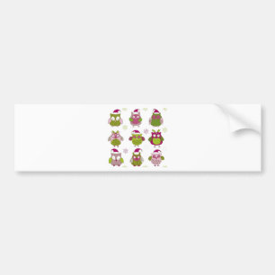 Pegatina Para Coche cartoon christmas owl cute vector