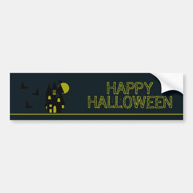 Pegatina Para Coche Casa embrujada, Halloween feliz (Frente)