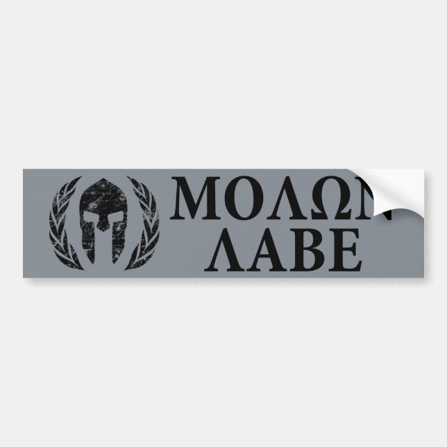 Pegatina Para Coche Casco espartano del Grunge de Molon Labe (Frente)