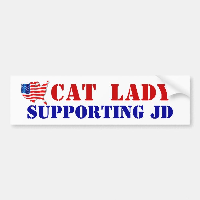 Pegatina Para Coche ¡CAT LADY APOYANDO A JD VANCE USA! Bandera (Frente)
