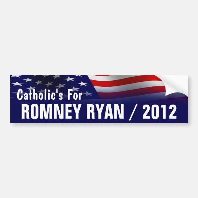 Pegatina Para Coche Católico para Romney Ryan 2012 (Frente)