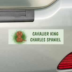 Pegatina Para Coche Cavalier King Charles Spaniel de rubí sobre verde