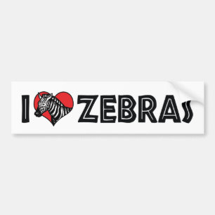 Pegatina Para Coche Cebra Corazón que Ama - Amante de las Cebras
