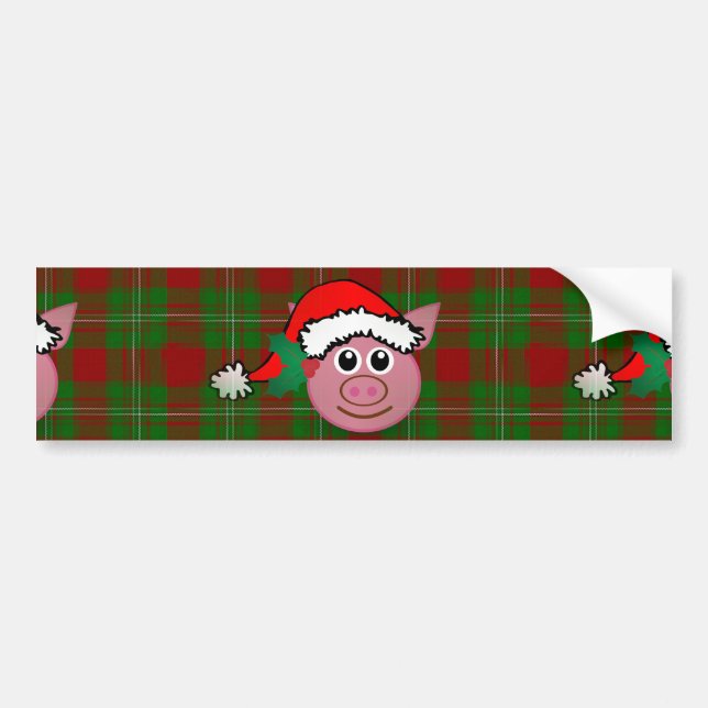 Pegatina Para Coche cerdo navidad (Frente)