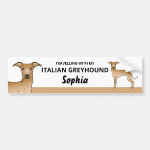 Pegatina Para Coche Cervatillo - Viajando con mi perro galgo italiano