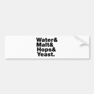 Pegatina Para Coche Cerveza = Agua y Malta, copas y levadura.