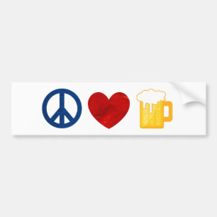 Pegatina Para Coche Cerveza del amor de la paz