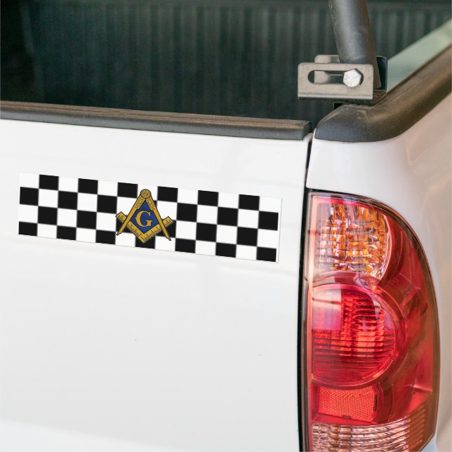 Pegatina Para Coche Checkers Masonic Freemasons Square y Compass (En Camión)