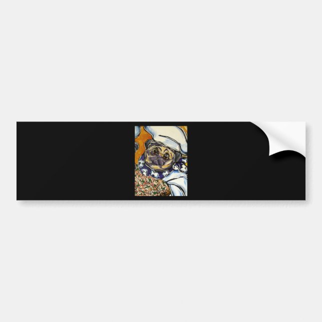 Pegatina Para Coche Chef Pug (Frente)