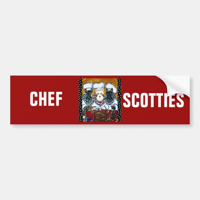 Pegatina Para Coche Chefs Terrier de Escocia (Frente)