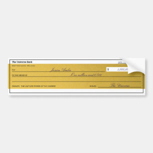 Pegatina Para Coche Cheque de Abundancia de Oro Elegante Ley de Atracc