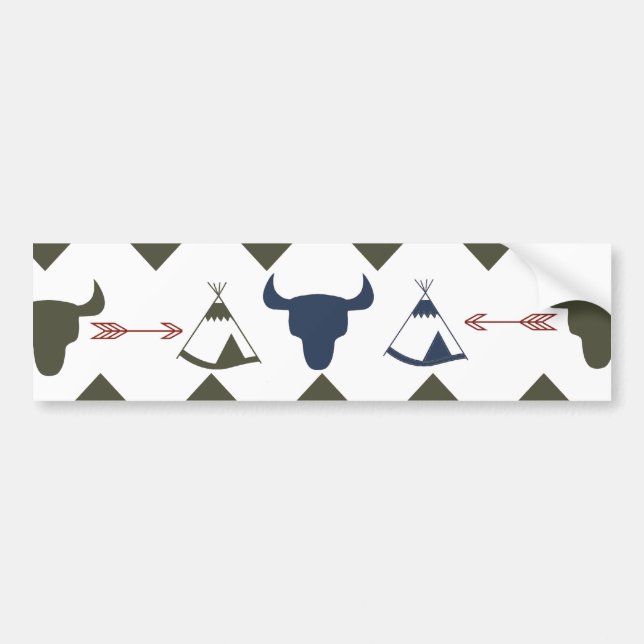 Pegatina Para Coche Chevron Tribal Nativo Americano Calla Flechas Tipi (Frente)