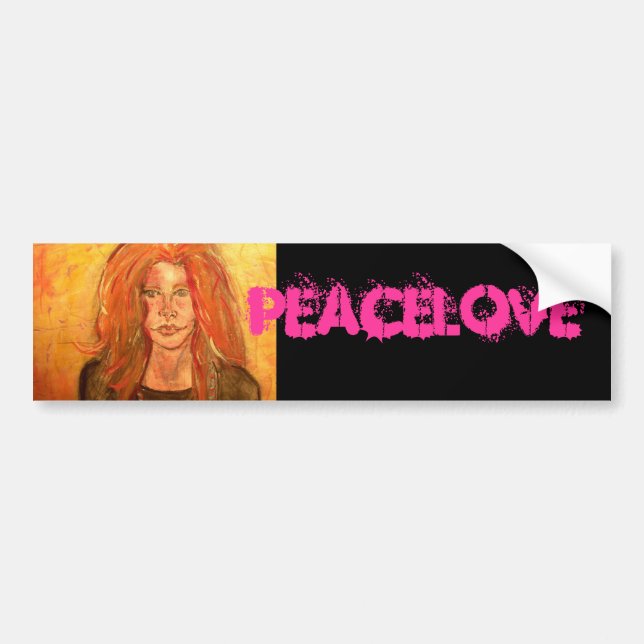 Pegatina Para Coche chica PeaceLove del hippie (Frente)