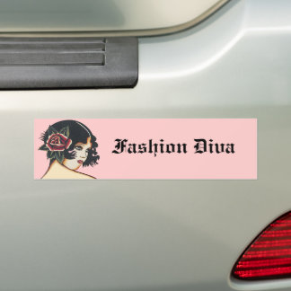 Pegatina Para Coche Chica Retro Femenina