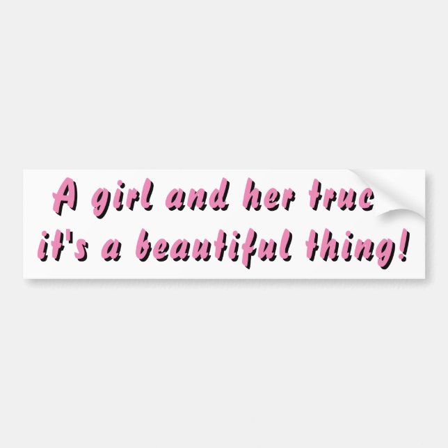 Pegatina Para Coche ¡Chica y su camión, cosa hermosa! Rosa (Frente)